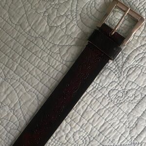 Vintage Deep Brown Embossed Belt